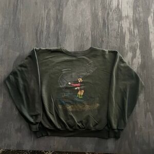 Vintage Fly Fishing  Sweatshirt Mens L Green 1990s